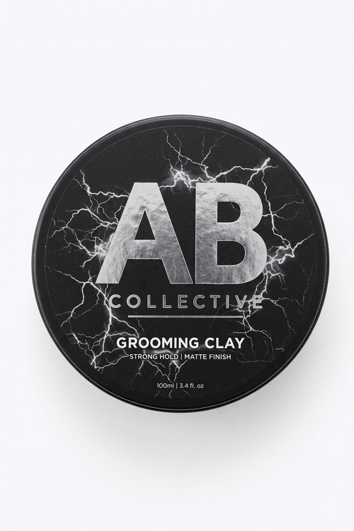 AB Collective Grooming Clay tin — strong hold, matte finish, 100ml
